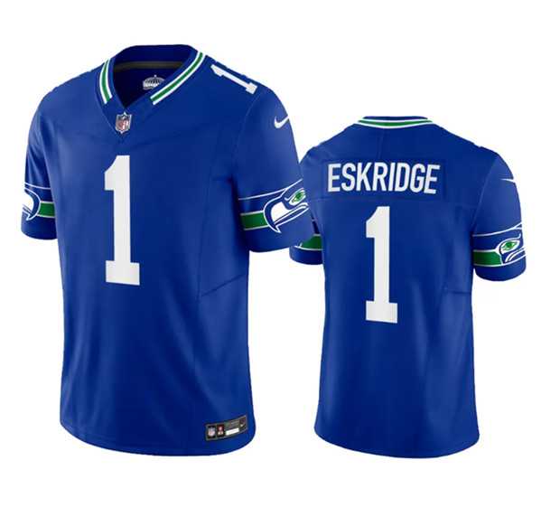 Men%27s Seattle Seahawks #1 Dee Eskridge Royal 2023 F.U.S.E. Vapor Limited Throwback Stitched Jersey->seattle seahawks->NFL Jersey